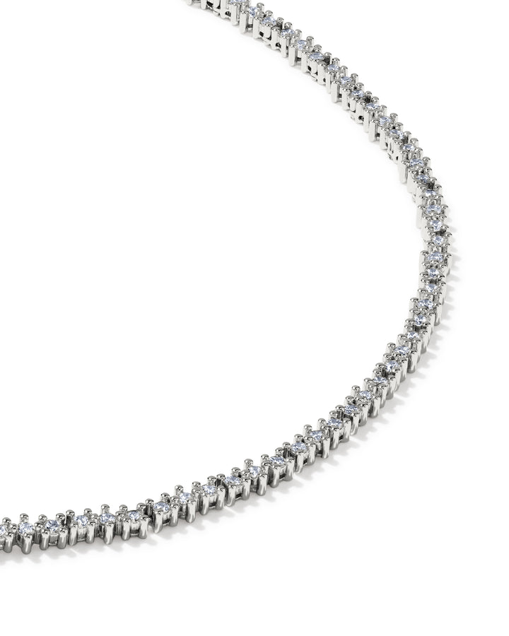 KENDRA SCOTT FATE TENNIS NECKLACE - SILVER WHITE CZ