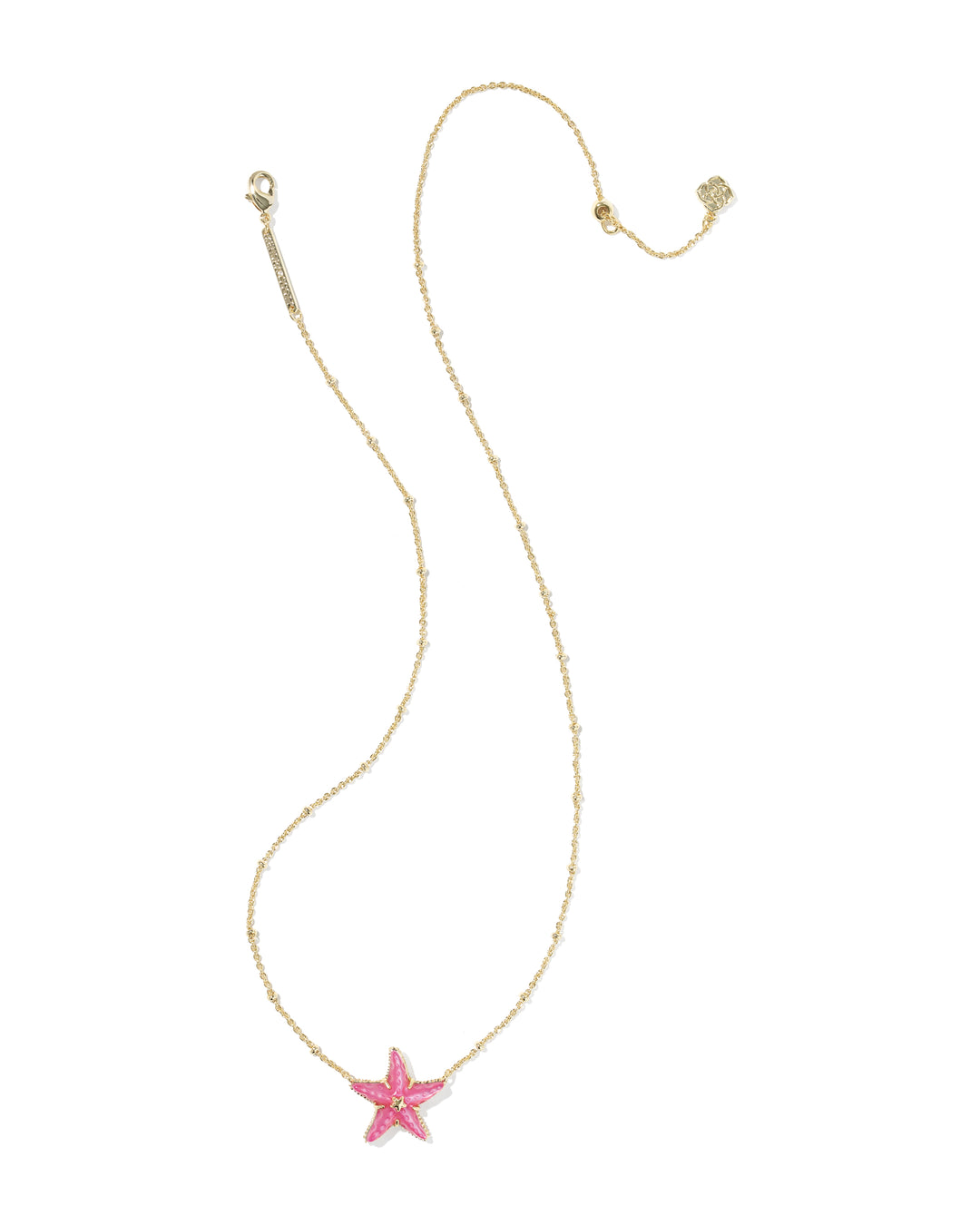 KENDRA SCOTT PARKER STARFISH SHORT PENDANT NECKLACE - GOLD BRIGHT PINK MOP