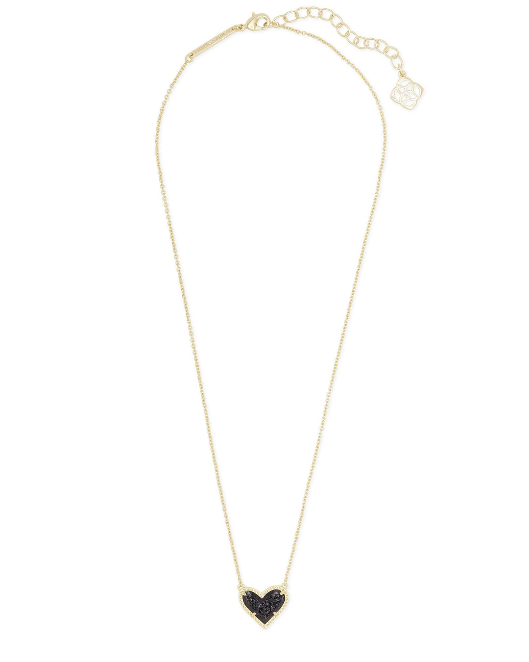 ARI HEART SHORT PENDANT - GOLD/BLACK DRUSY