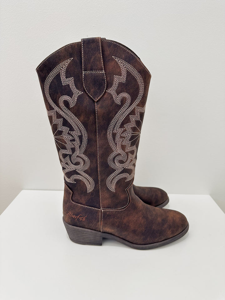 BLOWFISH STUTTER WESTERN BOOT - WHISKEY