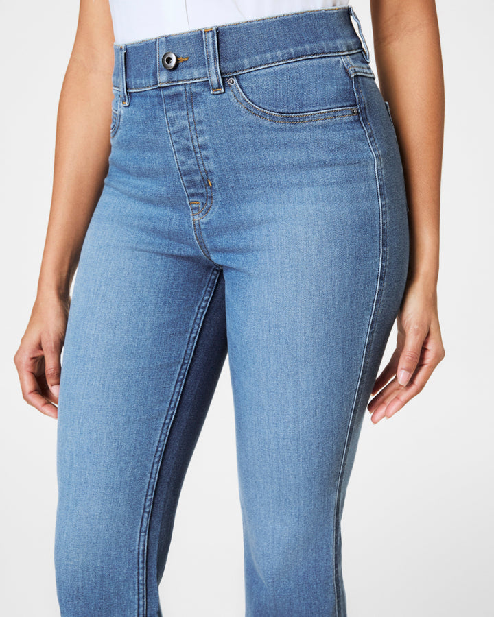 SPANX PULL ON KICK FLARE JEANS - STONEWASHED BLUE