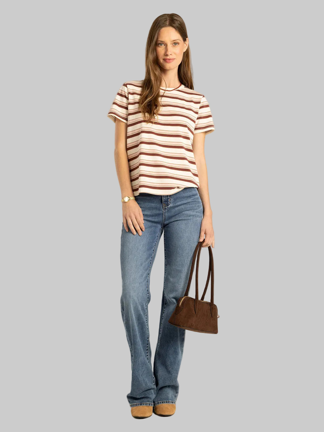 SHORT SLEEVE ASHER TEE - PINK BURGUNDY MULTI