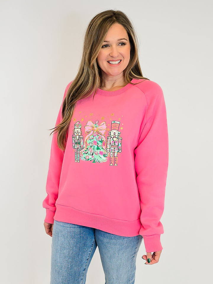 SUGAR PLUM NUTCRACKER SWEATSHIRT - PINK