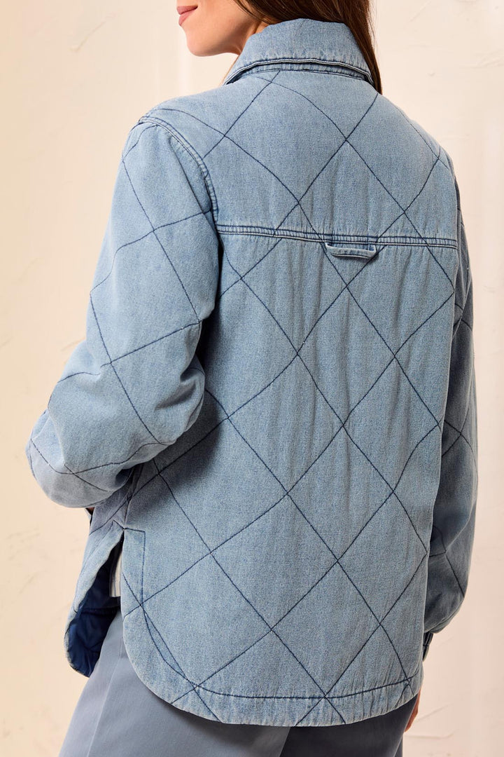LONG SLEEVE DENIM QUILTED JACKET - SKYLIGHT