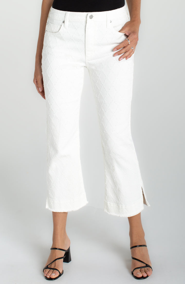 HANNAH CROP FLARE W/WIDE FRAY HEM - WHITE DIAMOND