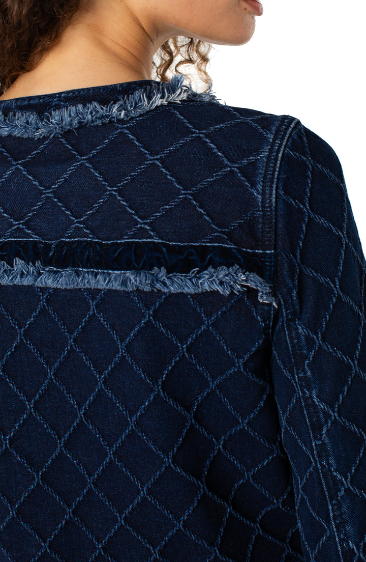 FRAY EDGE JACKET W/VELVET TRIM - DIAMOND DARK