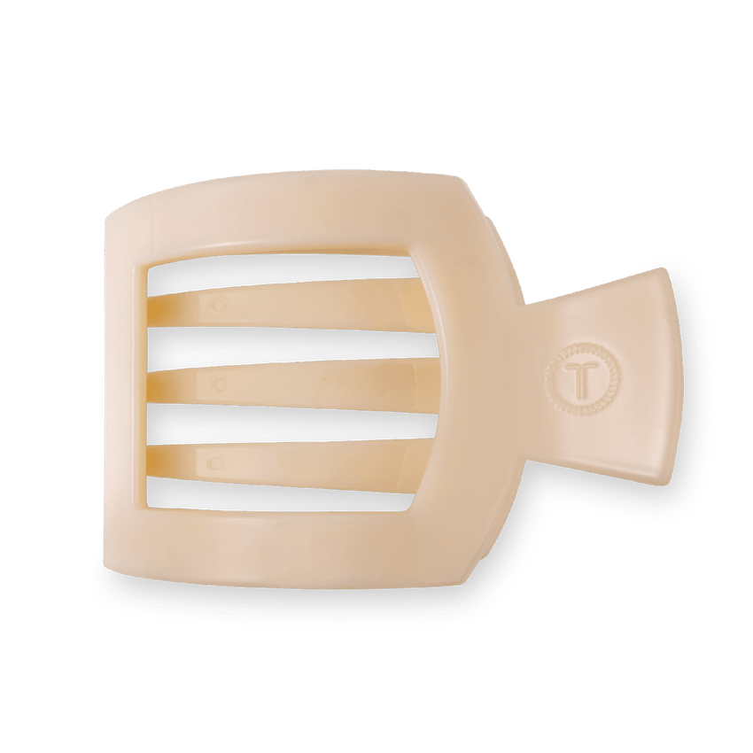 TELETIES LARGE FLAT SQUARE CLIP - ALMOND BEIGE