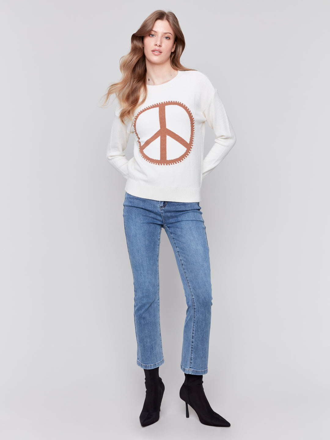 PEACE SIGN SWEATER - ECRU