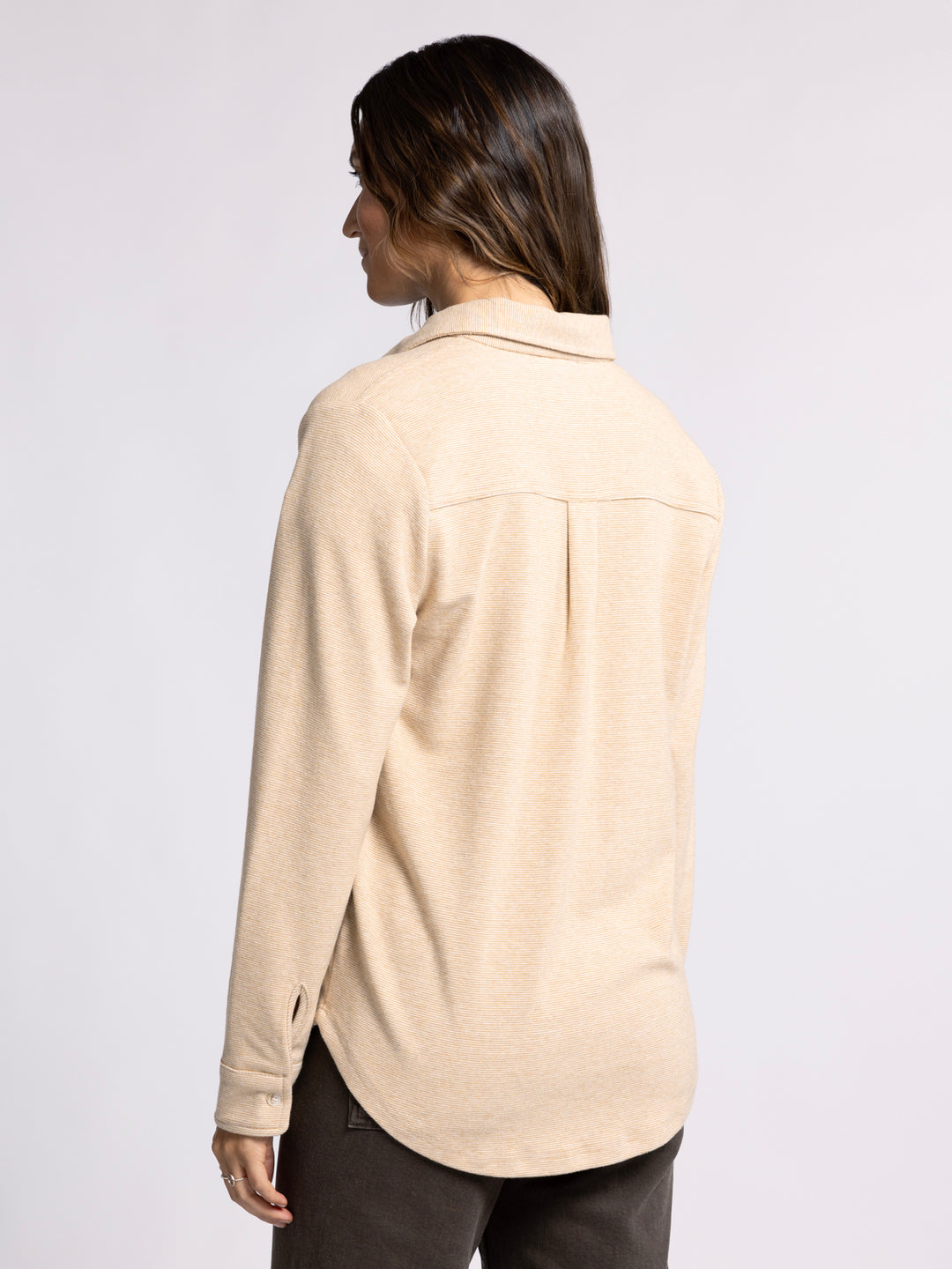 LONG SLEEVE COLLARED BUTTON UP LEWIS SHIRT - ICE COFFEE STRIPED