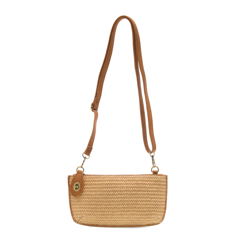 STRAW MINI WRISTLET CROSSBODY - TAN SOLID