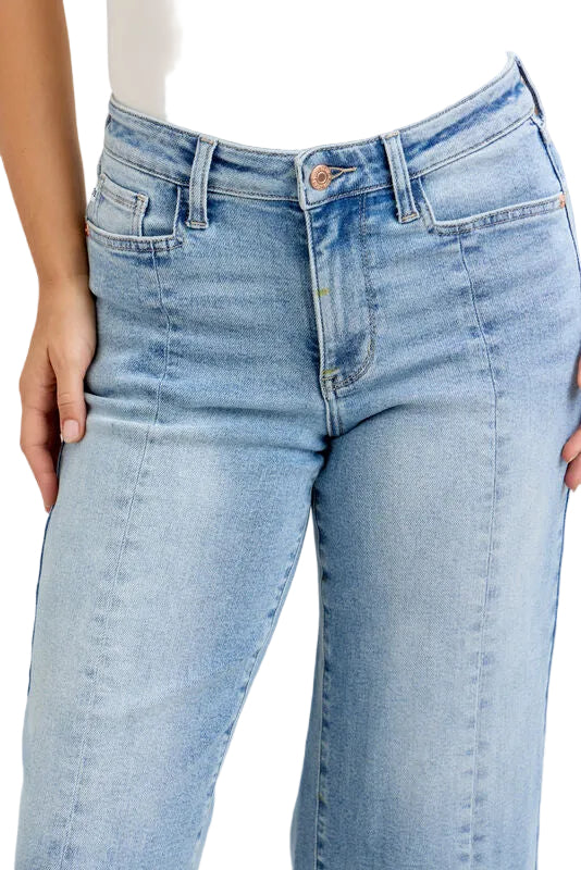 JUDY BLUE MR WIDE FRONT SEAM CROP JEANS - 24.5" INSEAM - LIGHT