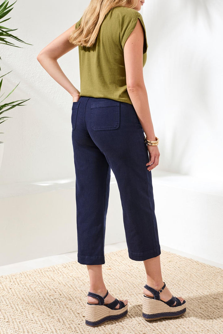 SOPHIA HUGGING CROP PALAZZO DENIM - NAUTICAL