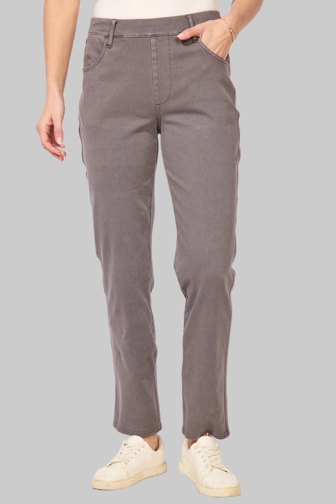 KNIT DENIM STRAIGHT LEG JEANS - VOLCANO
