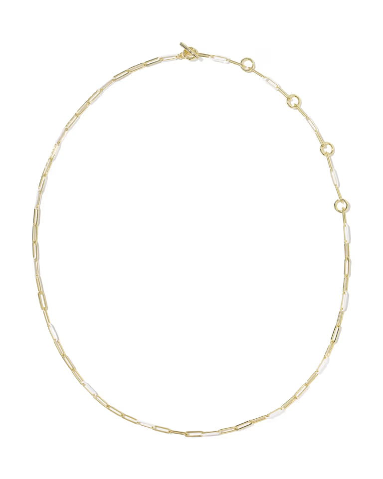 KENDRA SCOTT COURTNEY ENAMEL LINK AND CHAIN NECKLACE - GOLD WHITE ENAMEL
