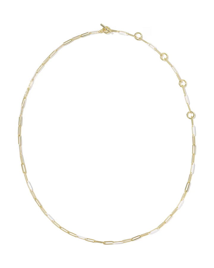 KENDRA SCOTT COURTNEY ENAMEL LINK AND CHAIN NECKLACE - GOLD WHITE ENAMEL