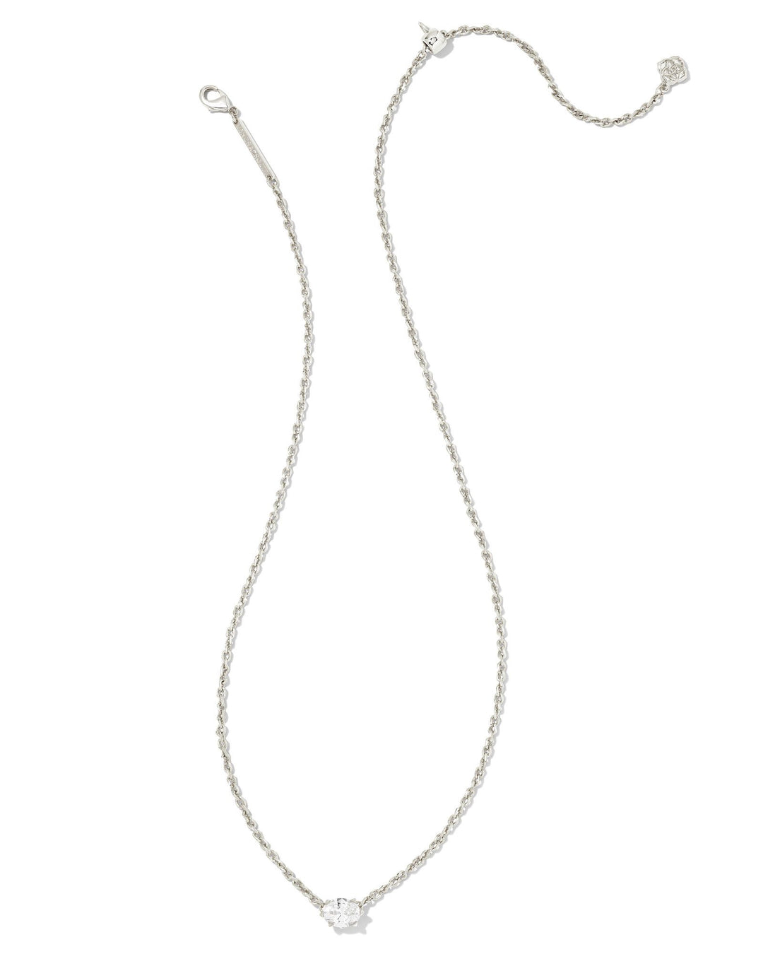 KENDRA SCOTT CAILIN CRYSTAL PENDANT NECKLACE RHODIUM METAL WHITE CZ