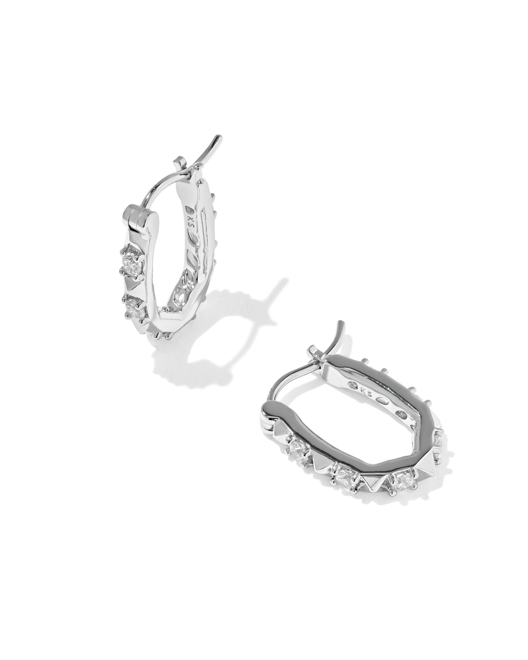 KENDRA SCOTT FATE HUGGIE EARRINGS - SILVER WHITE CZ