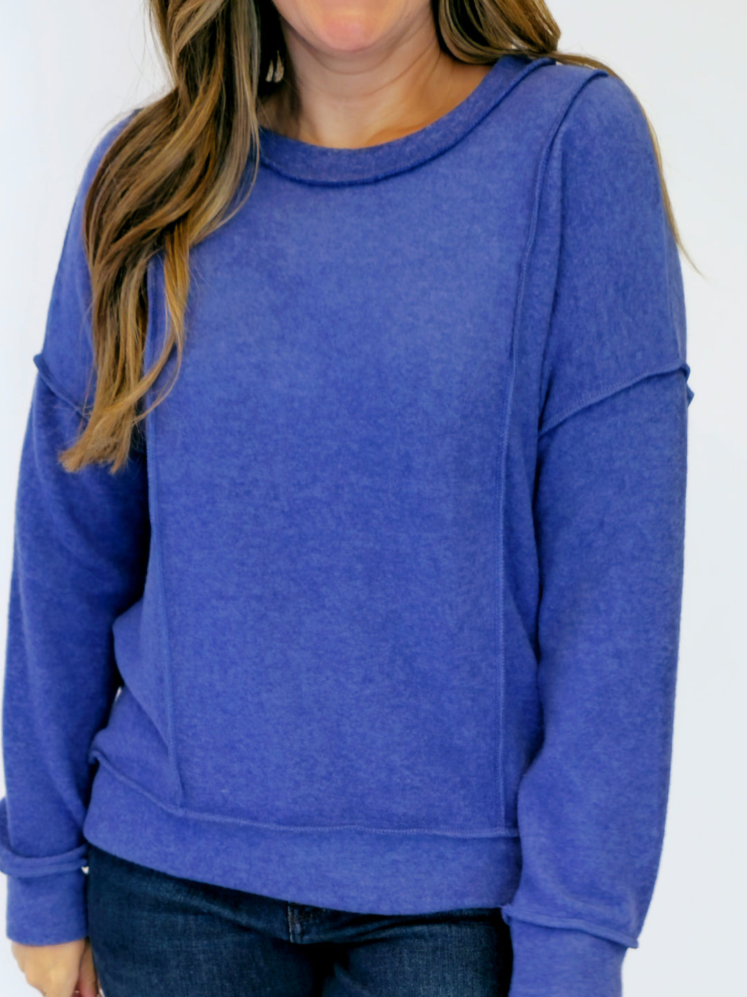 BRUSHED DROP SHOULDER SWEATER - MARLIN