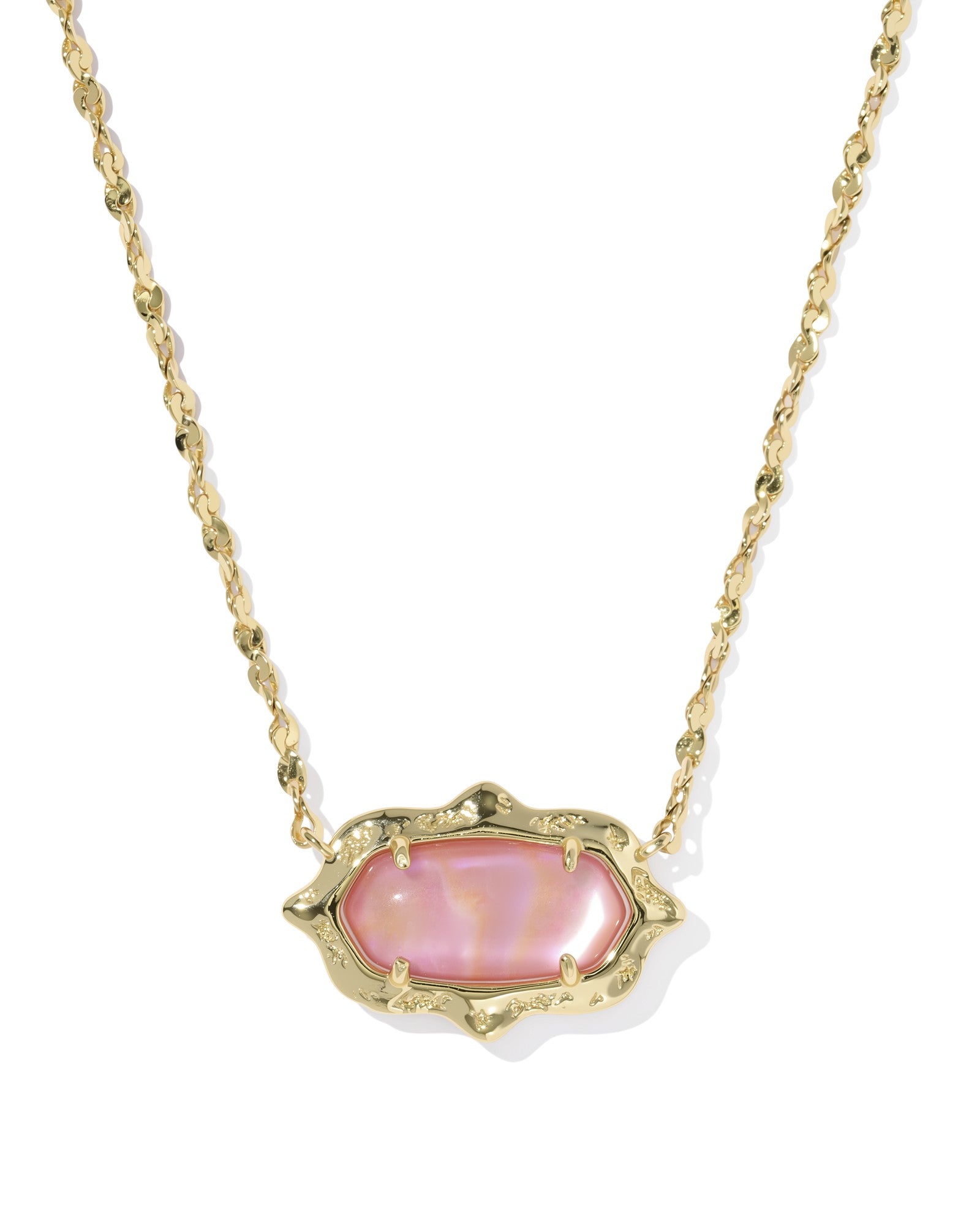 Newsweetspot ピンク　ネックレス KENDRA SCOTT ELISA SCALLOP FRAME SHORT PENDANT NECKLACE - GOLD