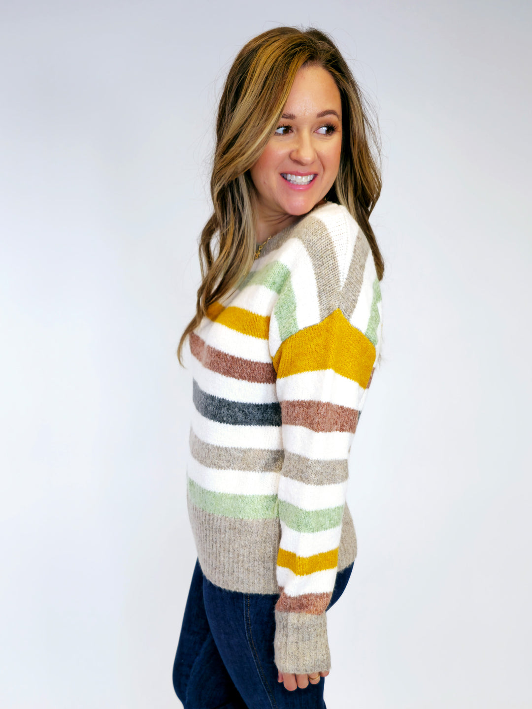 MULTI COLOR STRIPED SWEATER - OFF WHITE