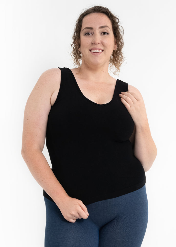 CURVY SEAMLESS REVERSIBLE TANK - WHITE – Brianne's Boutique