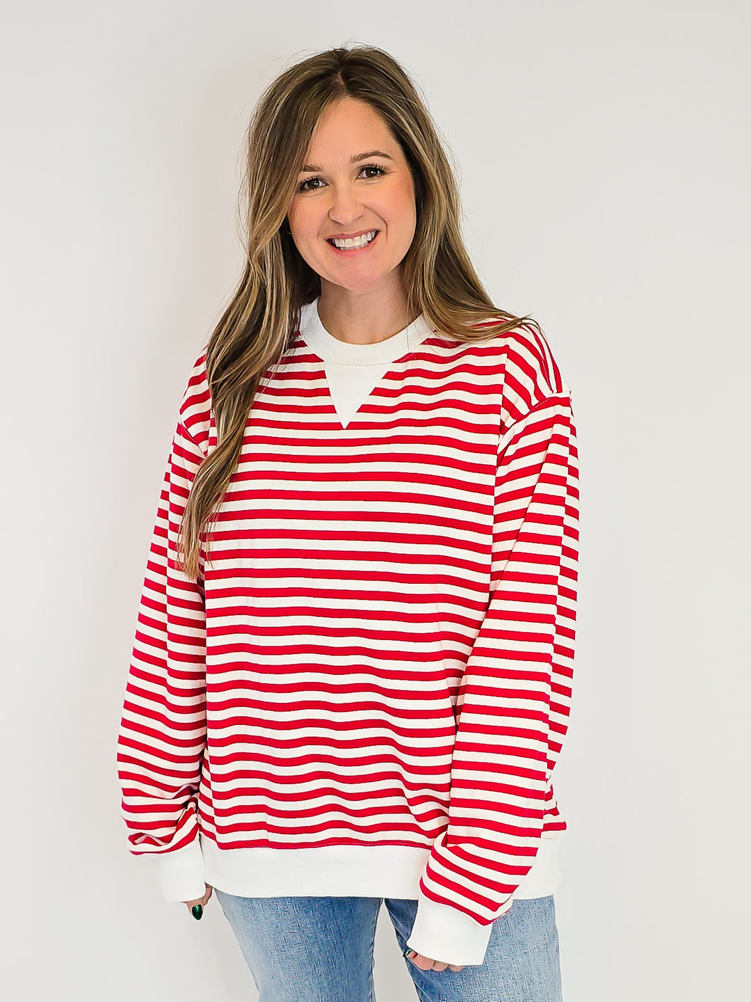 CLASSIC STRIPED PULLOVER - RED COMBO
