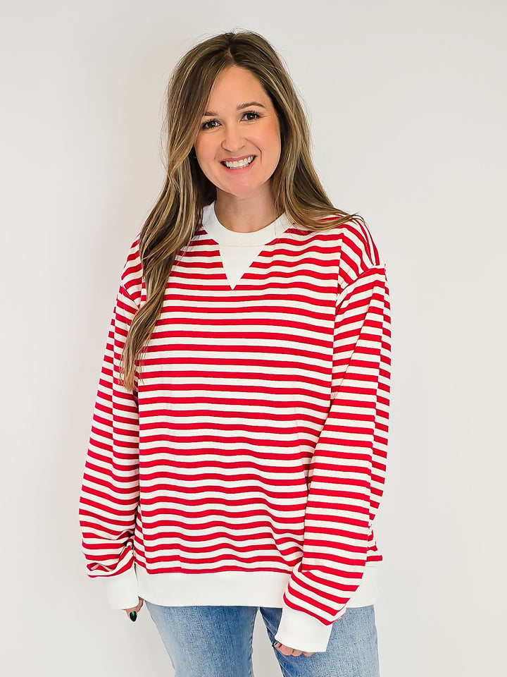 CLASSIC STRIPED PULLOVER - RED COMBO