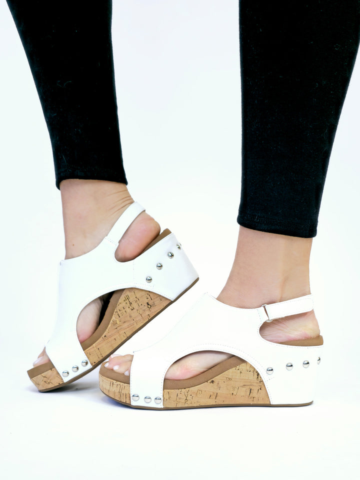 CORKY'S CARLEY WEDGE SANDAL - WHITE SMOOTH