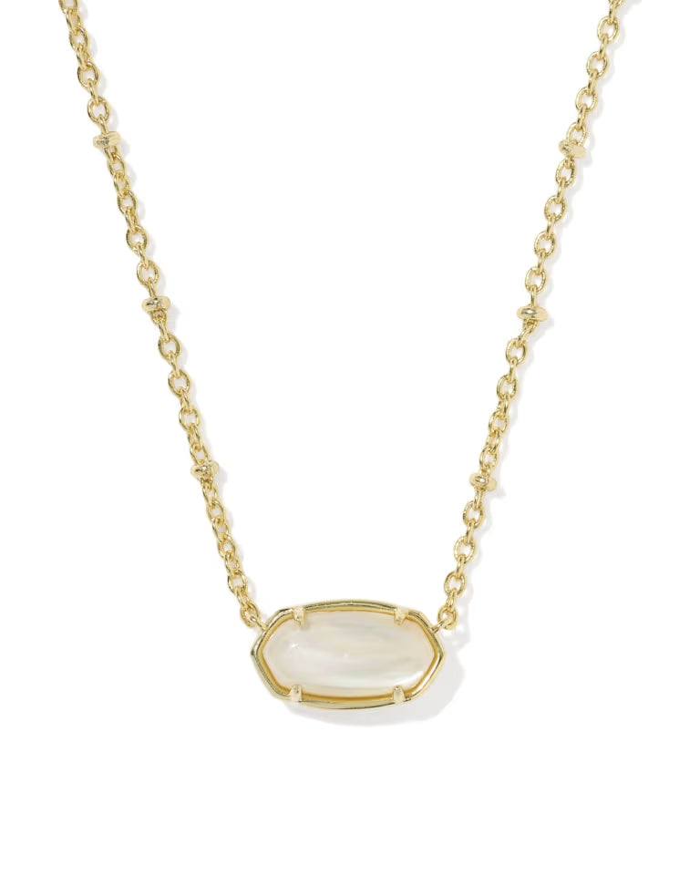 KENDRA SCOTT TIGER STRIPED ELISA SHORT PENDANT NECKLACE -  GOLD NATURAL MOP