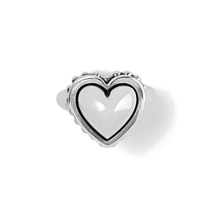 PRETTY TOUGH BOLD HEART RING - SILVER - SIZE 8