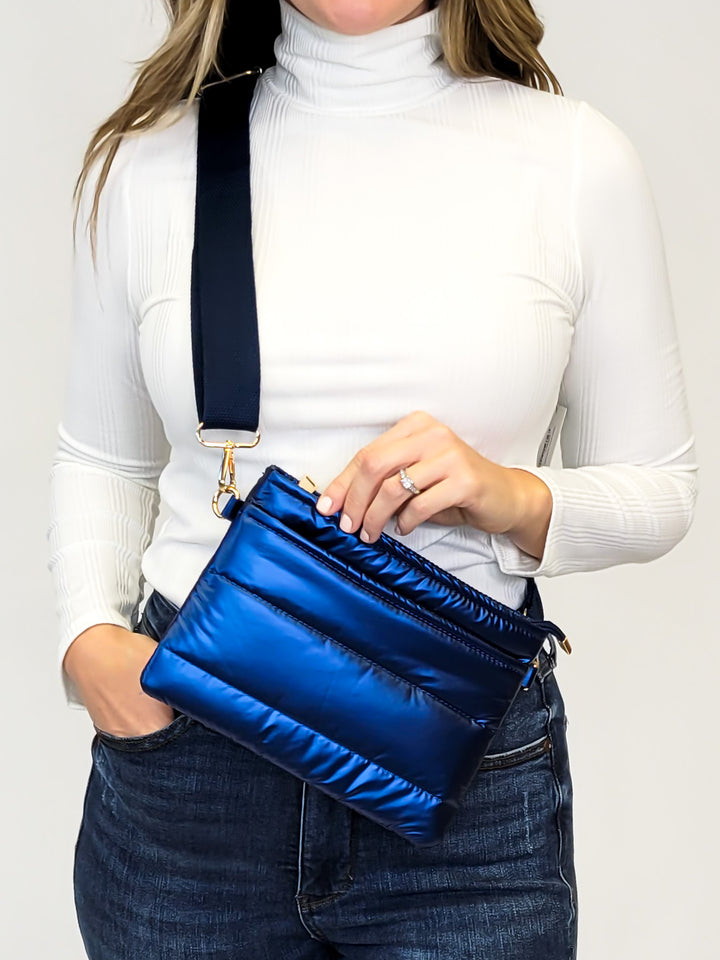 QUILTED PUFF CROSSBODY BAG, NAVY