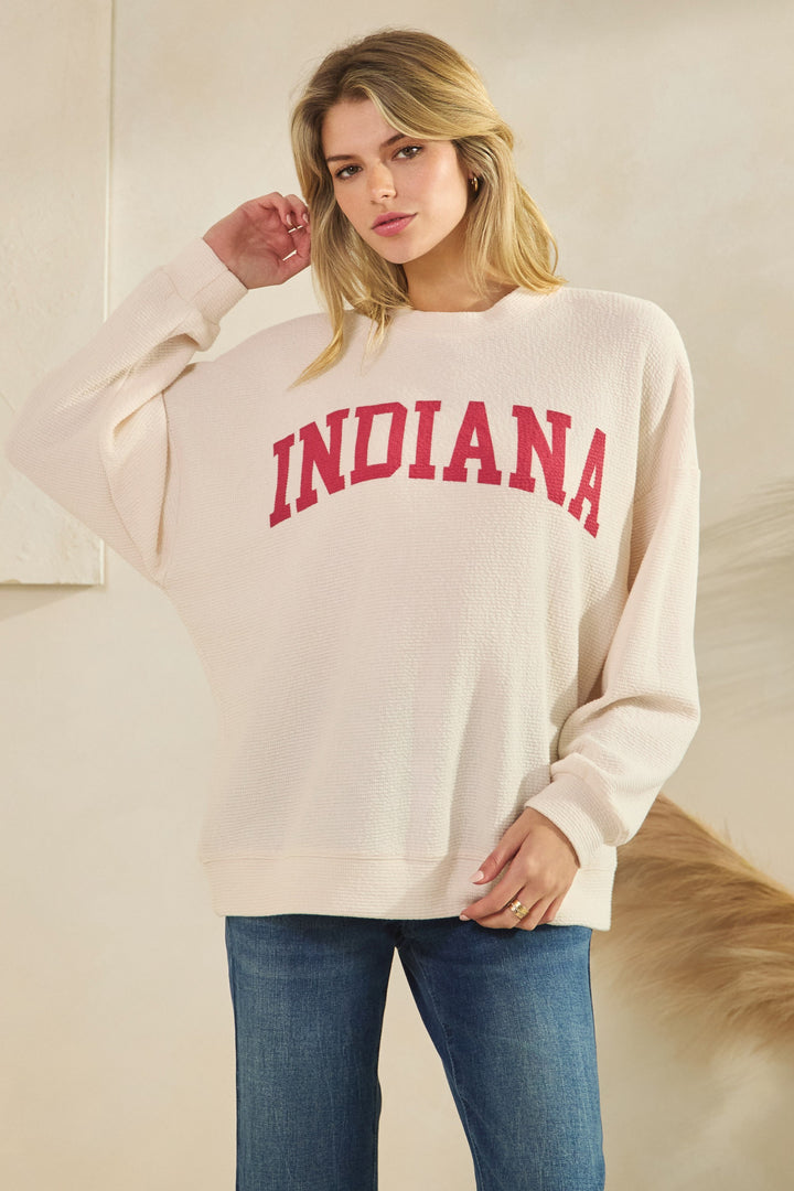 INDIANA CLOUDY KNIT LONG SLEEVE TOP - IVORY