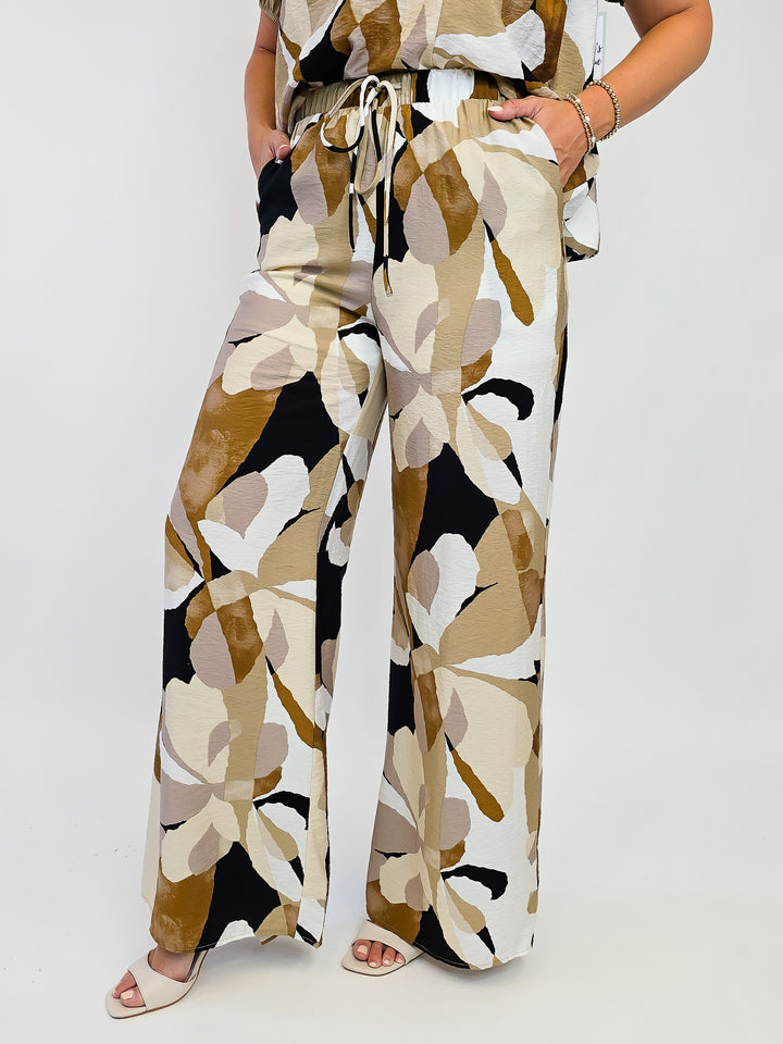 ABSTRACT PRINT PALAZZO PANT - BROWN/BLACK MIX