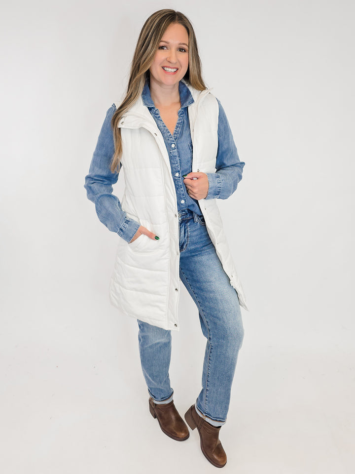 HARLOW LONG VEST - CREAM