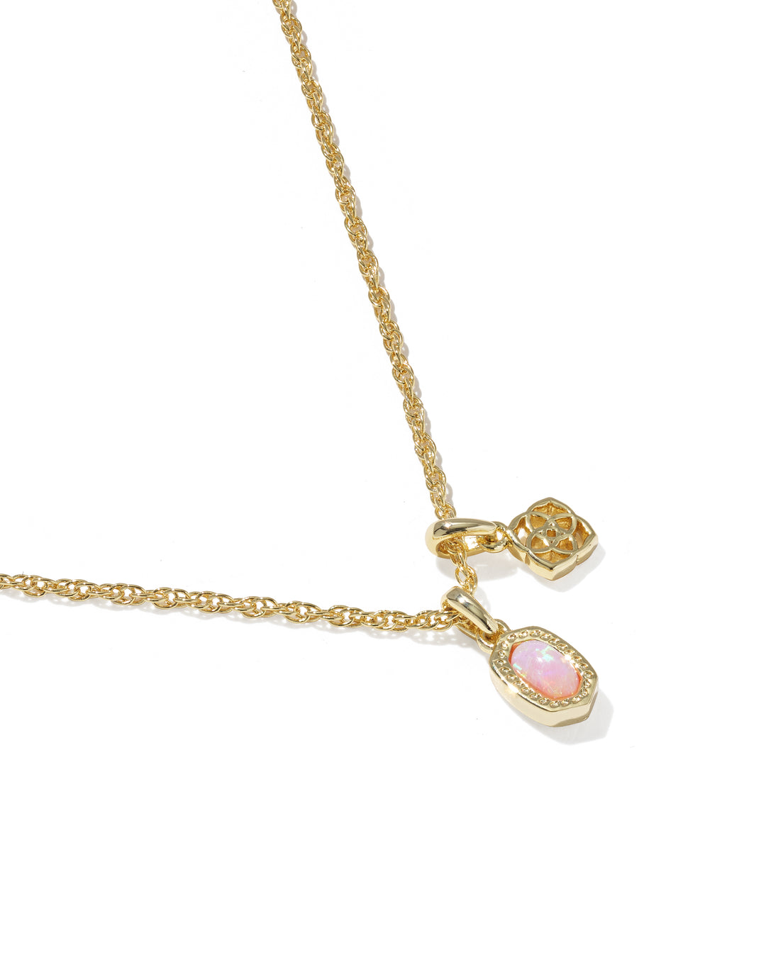 KENDRA SCOTT MINI ELISA DIRA NECKLACE - GOLD LIGHT PINK OPAL