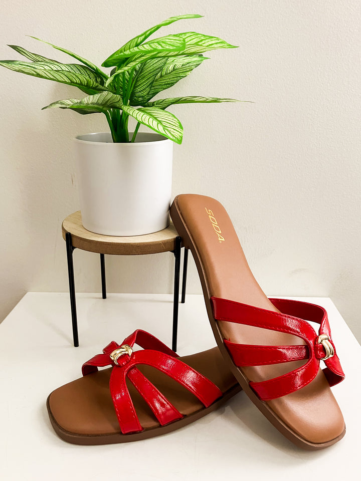 SODA SLIP ON MYRTLE SANDALS - RED