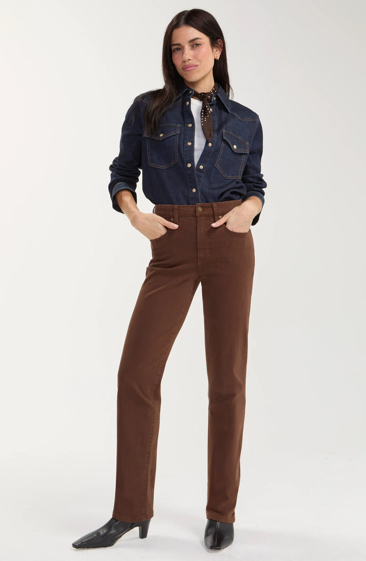 KENNEDY COMFORT WAIST STRAIGHT LEG PANTS - 32" INSEAM - CAROB BROWN