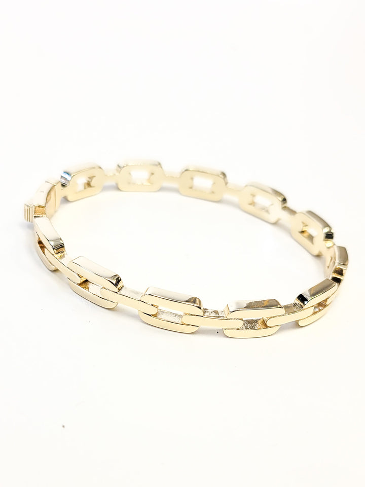 PUSH LOCK BANGLE ROPE TWO TONE - GOLD SILVER