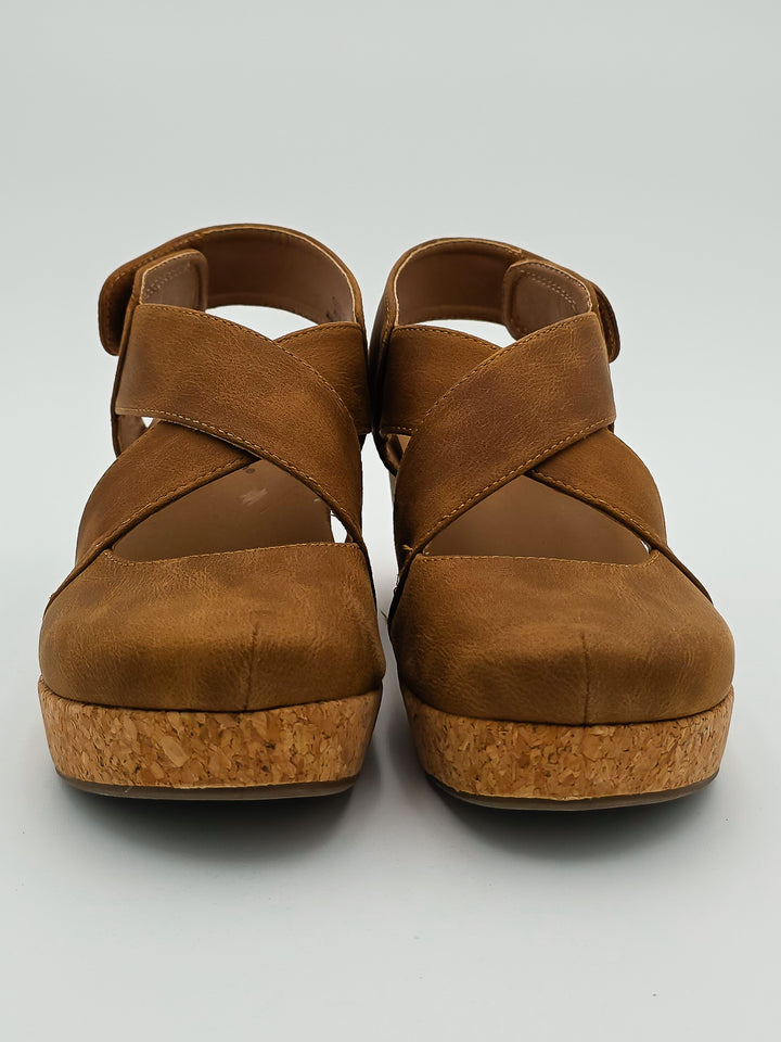 CORKY'S 'CASE CLOSED' WEDGE SANDALS - TAN