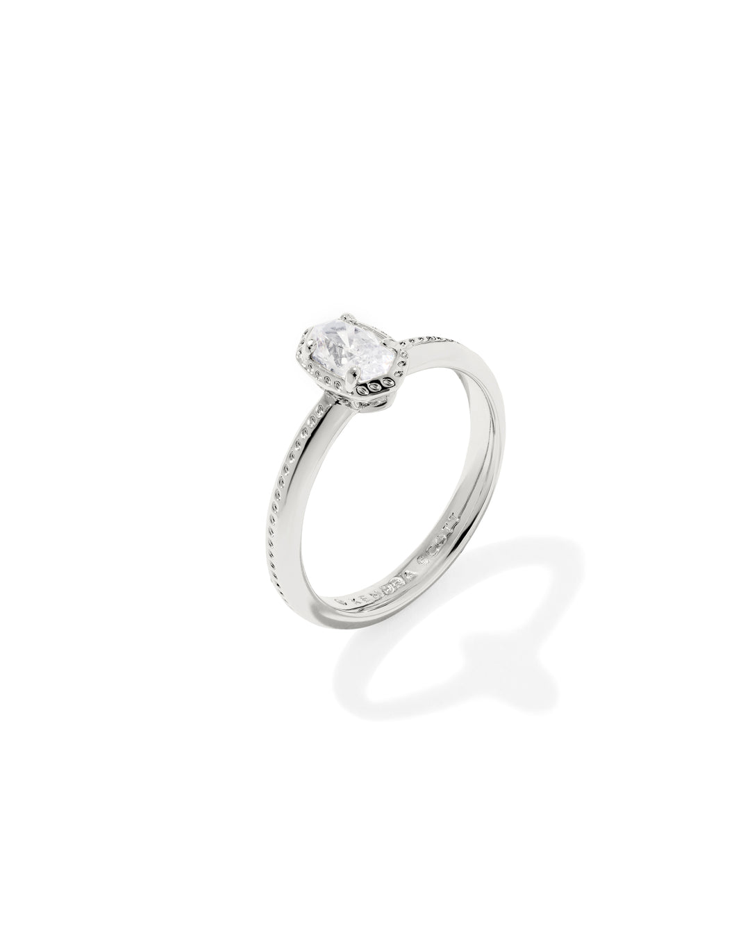 KENDRA SCOTT MINI ELYSE LUXE BAND RING - SILVER WHITE CZ 8
