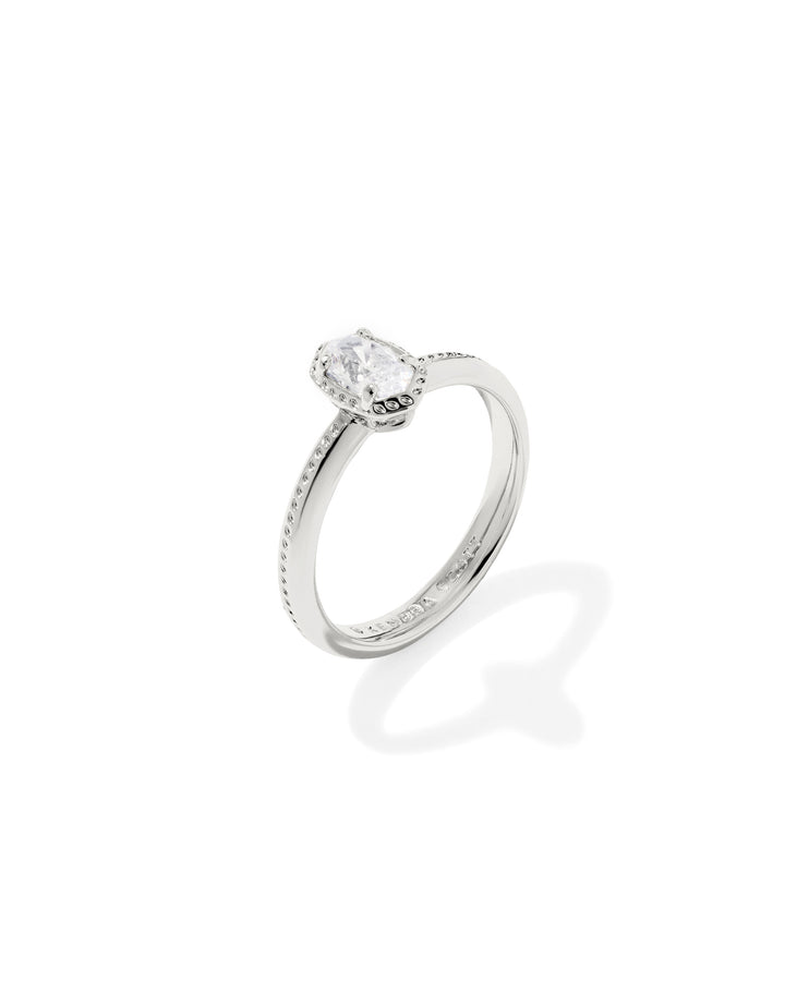 KENDRA SCOTT MINI ELYSE LUXE BAND RING - SILVER WHITE CZ 8