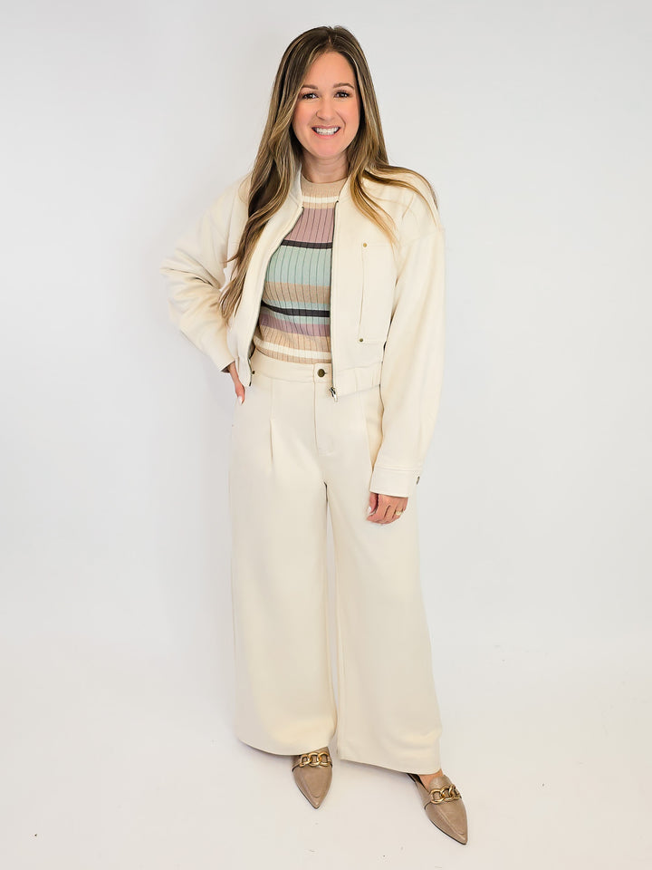 SUEDE BOMBER JACKET - IVORY