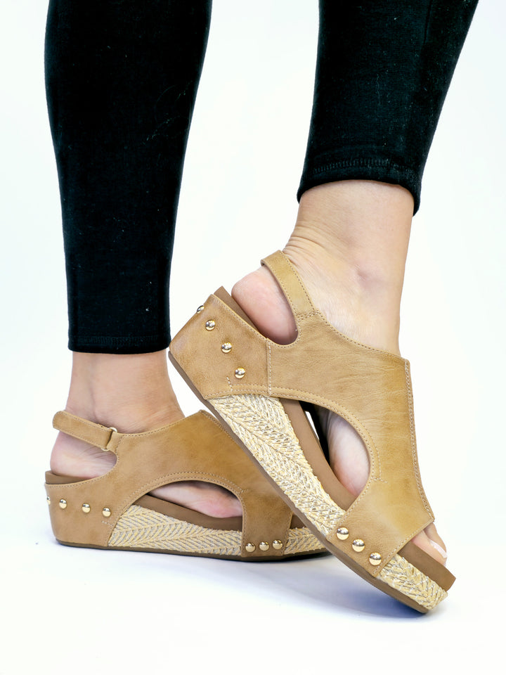 CORKY'S VOLTA II WEDGE SANDALS - CARAMEL COMBO