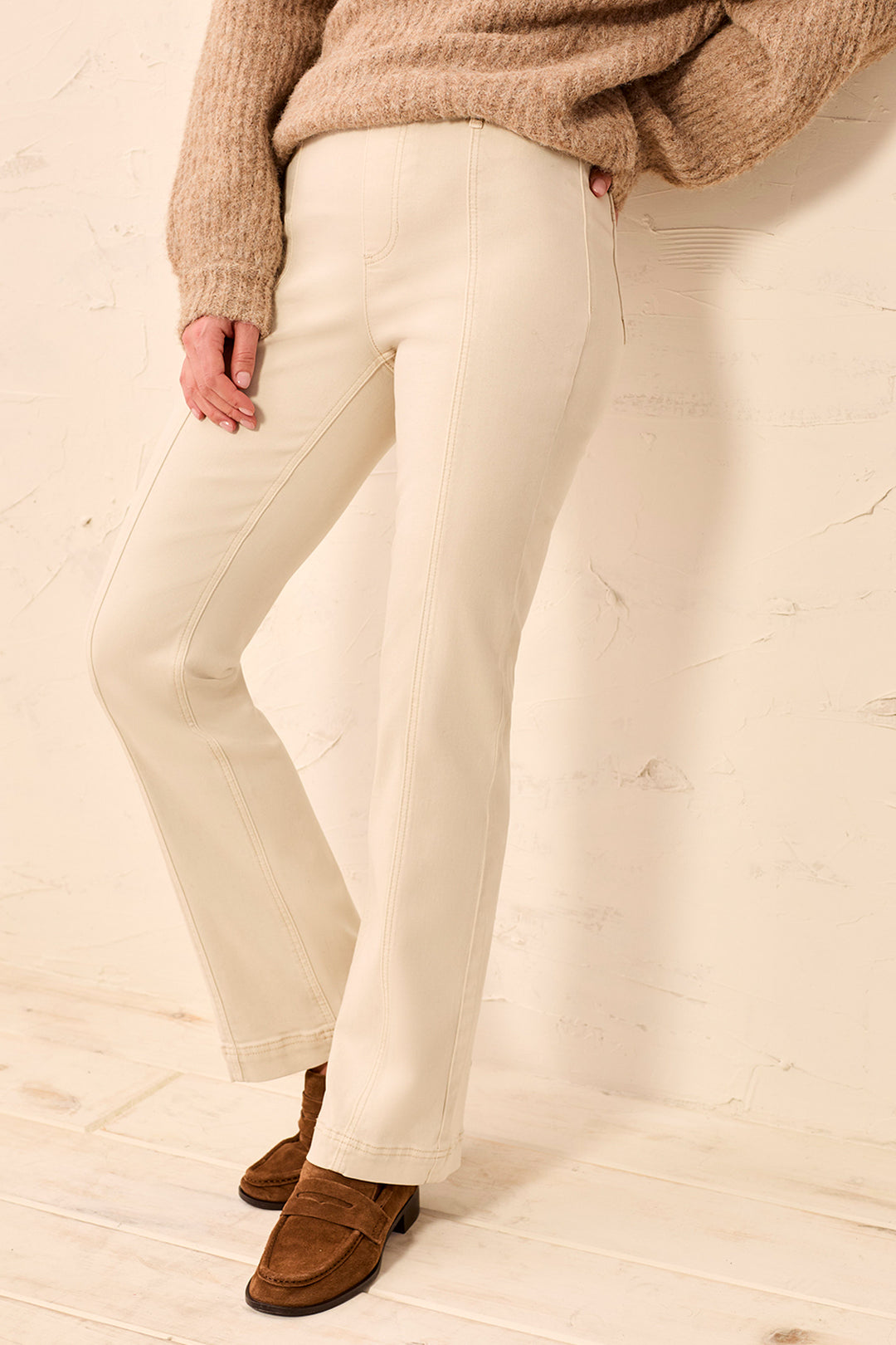 PULL ON PANT WITH FRONT LEG SEAMS - BIRCH