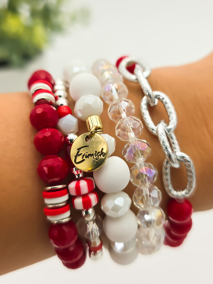 GAME DAY STACK BRACELET - RED/WHITE