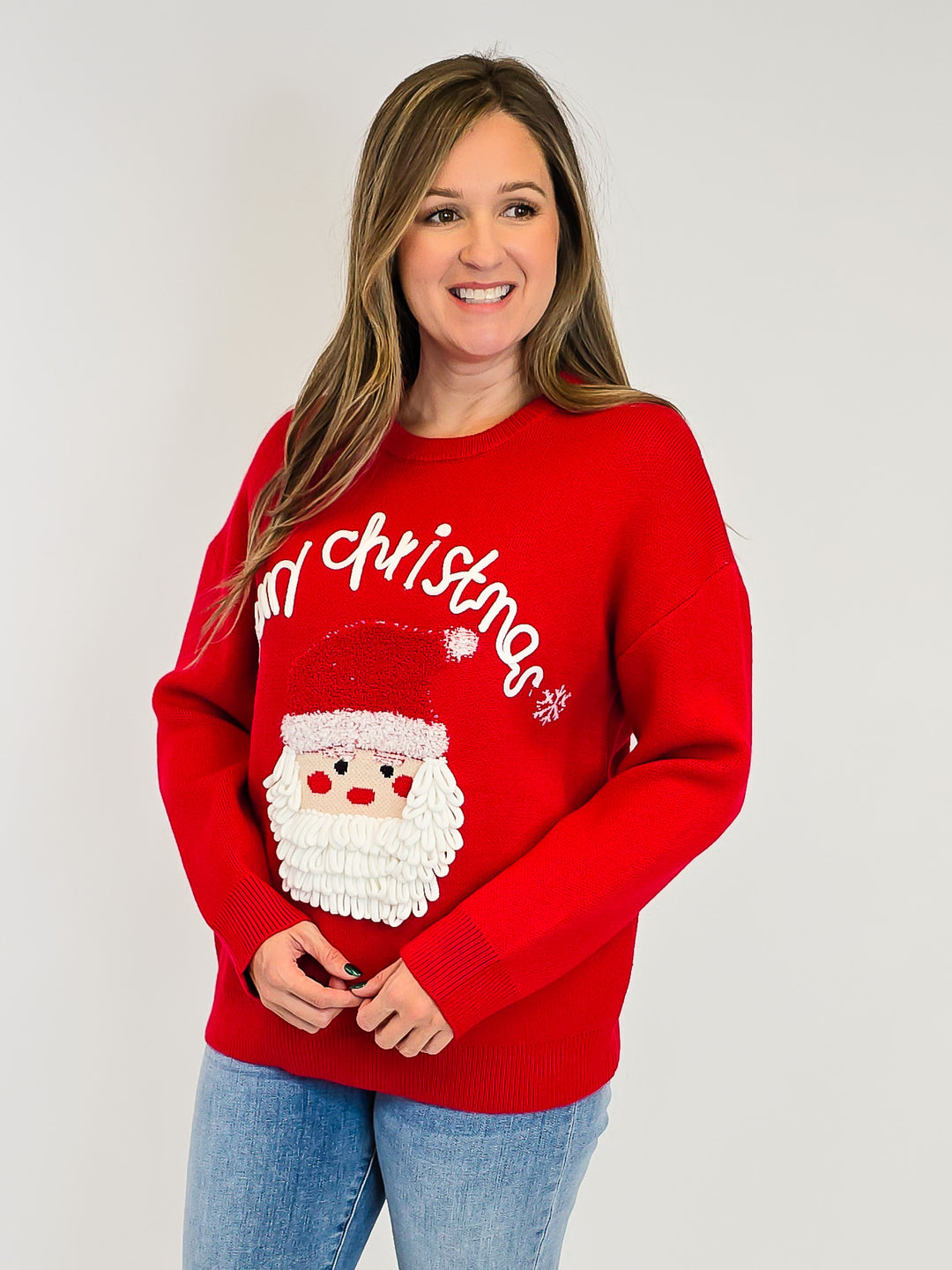 MERRY CHRISTMAS SANTA SWEATER - RED