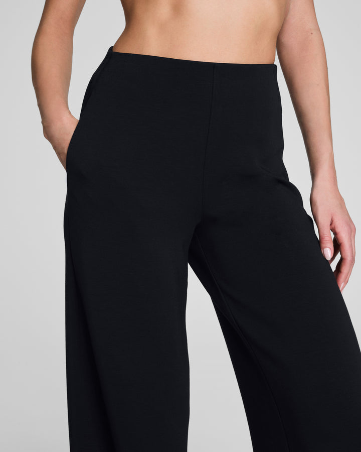 SPANX AIRESSENTIALS SMOOTH FRONT WIDE LEG PANT - VERY BLACK