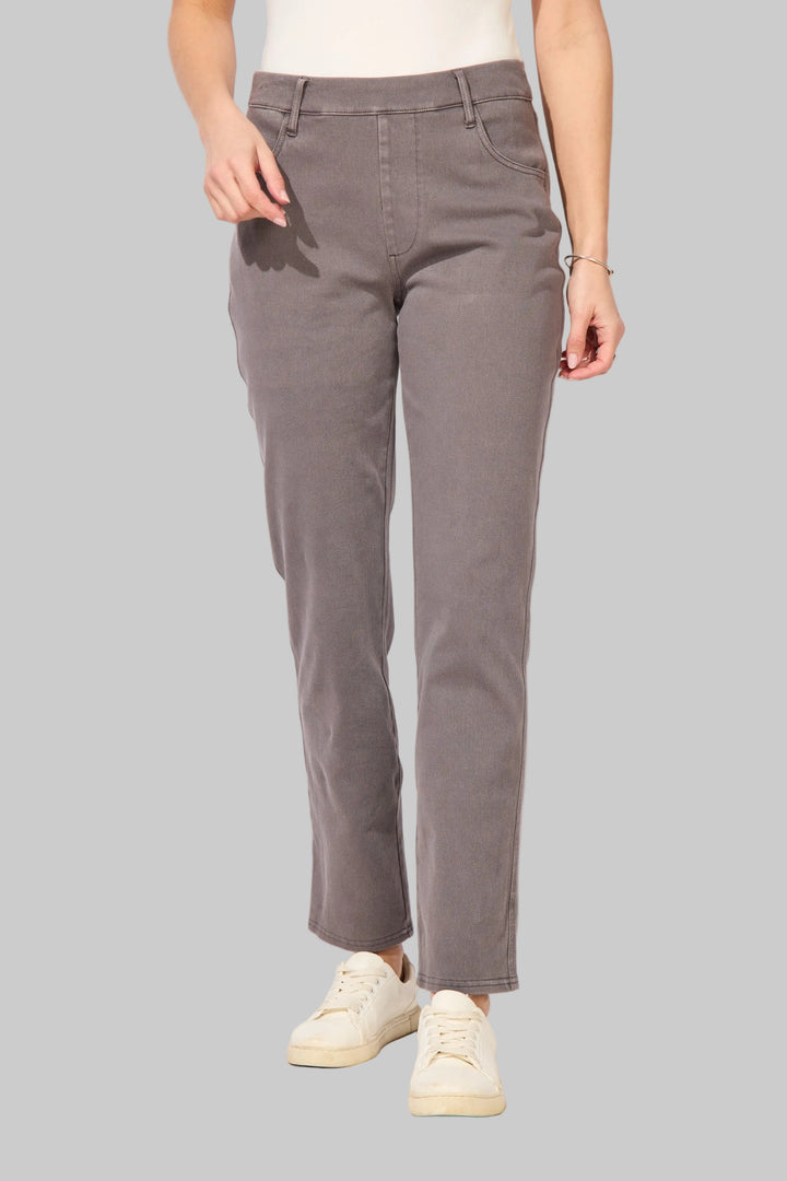 KNIT DENIM STRAIGHT LEG JEANS - VOLCANO