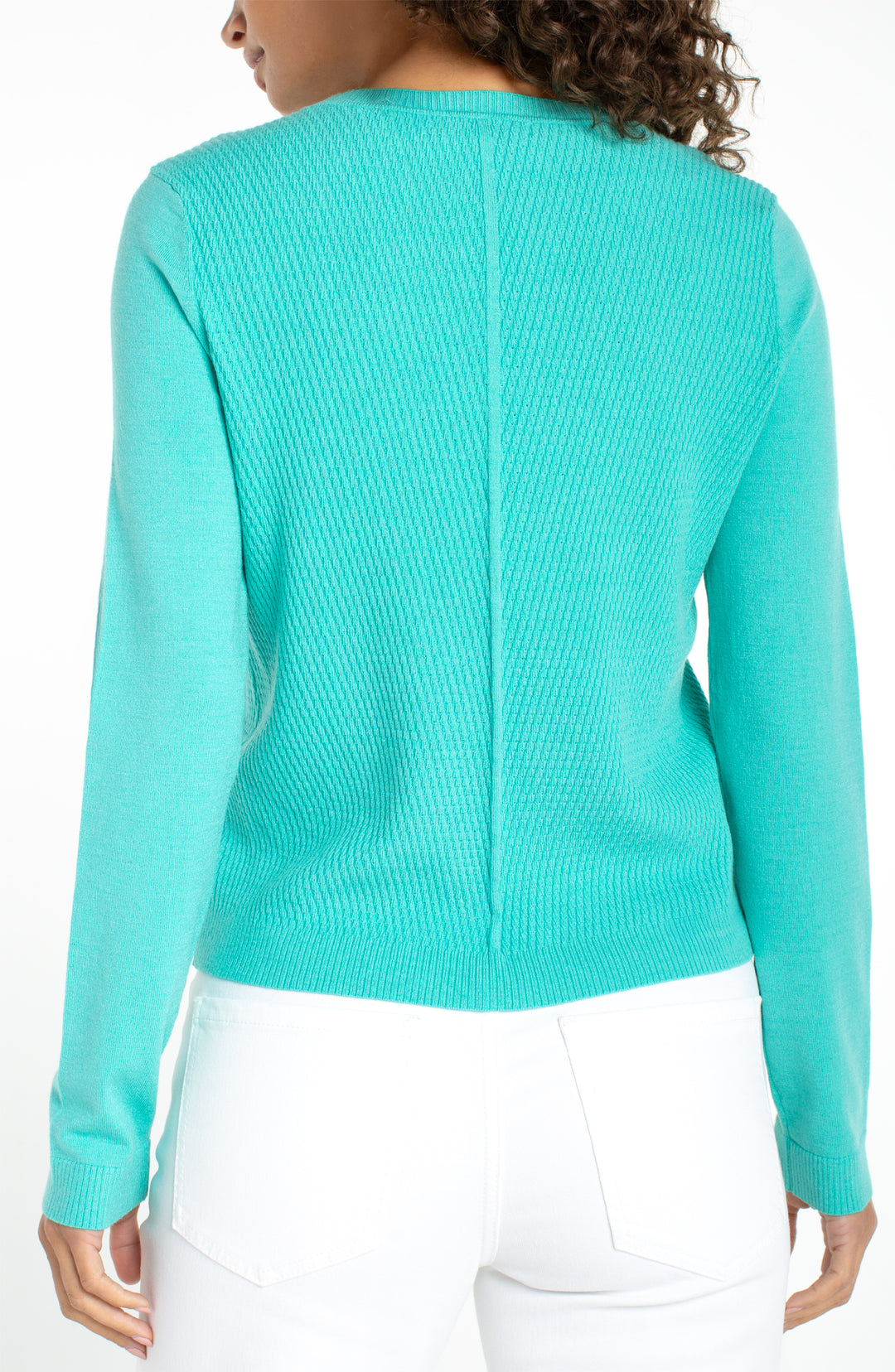 LONG SLEEVE CREW NECK SWEATER - WATERFALL TEAL