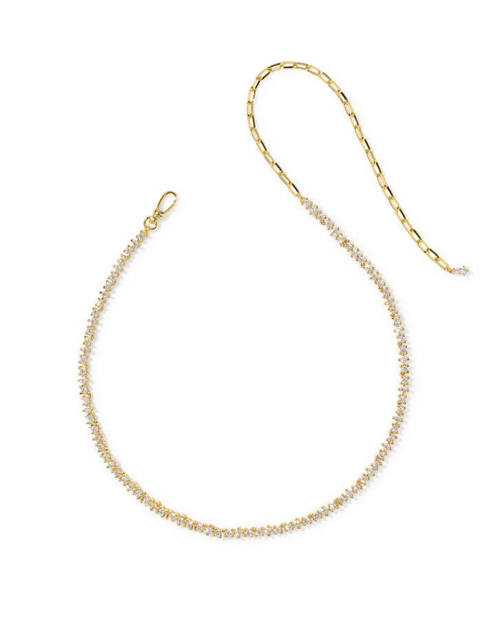 KENDRA SCOTT FATE TENNIS NECKLACE - GOLD WHITE CZ